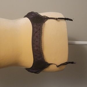 Rare Victoria Secret Very Sexy Purple Sheer Black Polka-dot Embroidered Garter